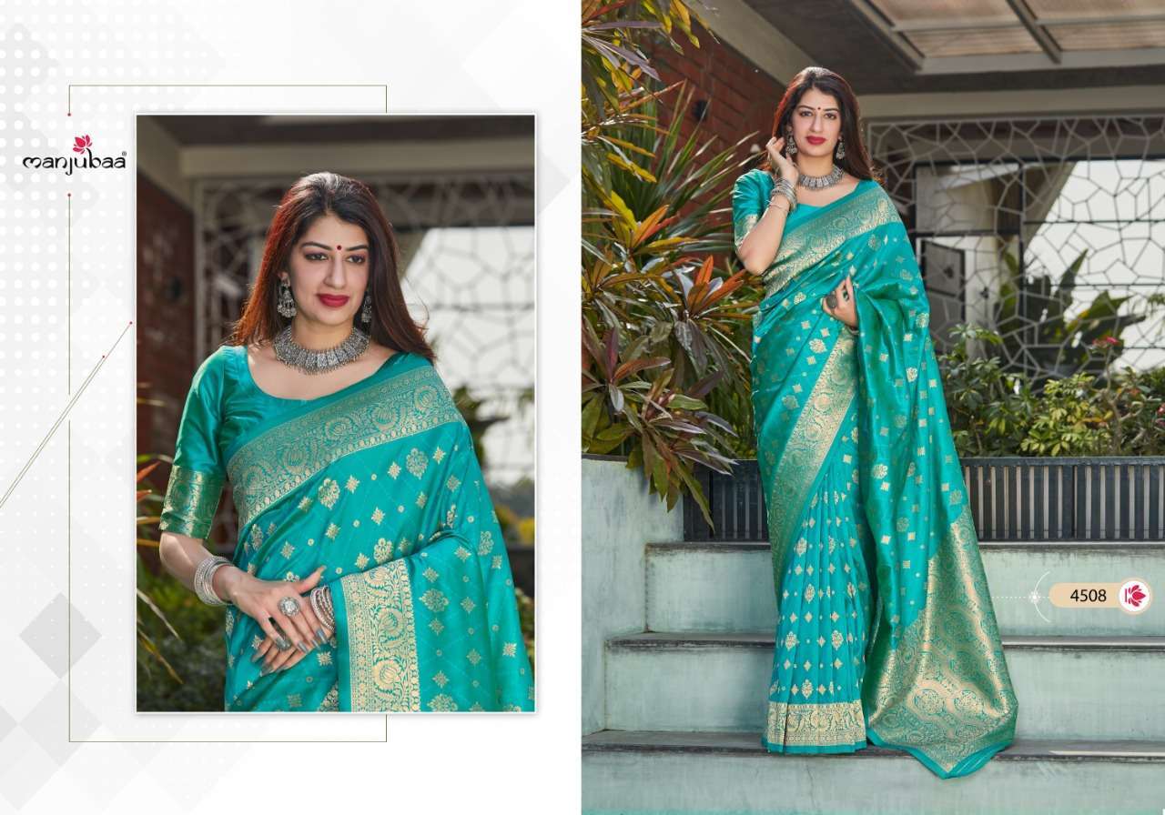 Multi Color Manjubaa Maahi Silk Printed Fancy Saree Catalog