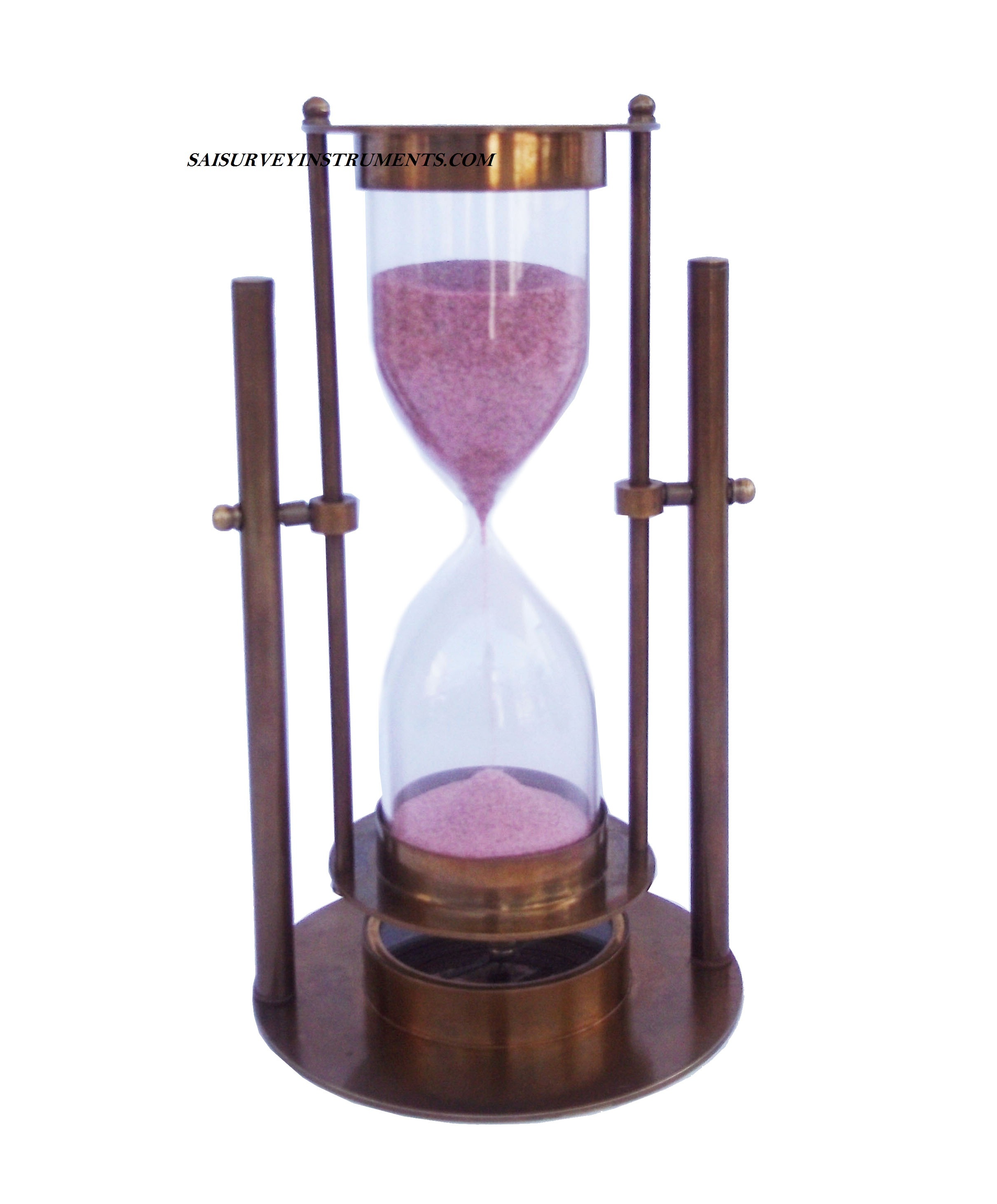 As Shown In Picture Brown Antique Sand Timer With Compass 5 Minutes