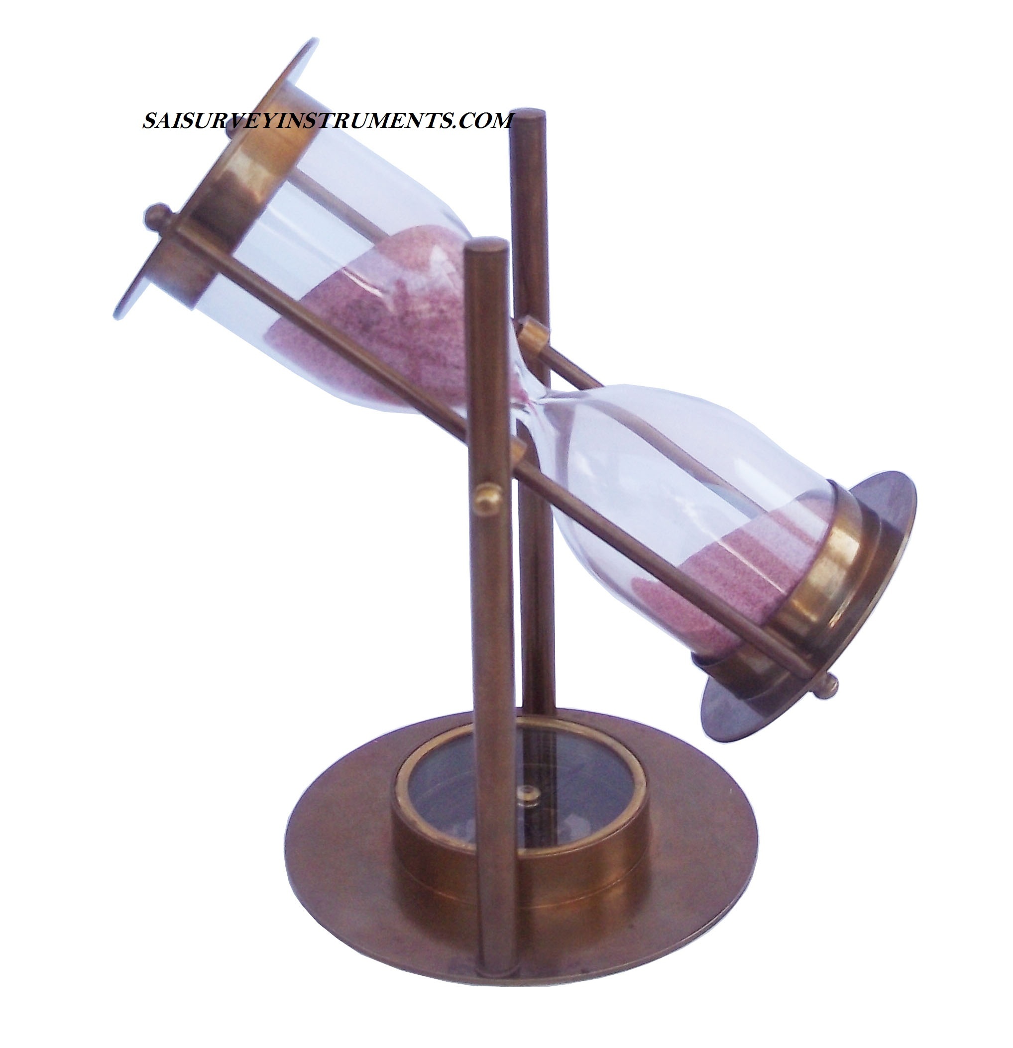 As Shown In Picture Brown Antique Sand Timer With Compass 5 Minutes