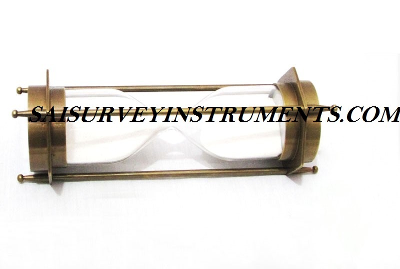 Brown Antique Sand Timer With Two Sided Compass 5 Minutes