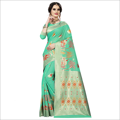 Multicolor Ladies Printed Cotton Silk Saree