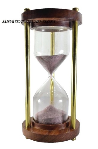 Brown Wood & Brass Marine Sand Timer (5 Minutes)