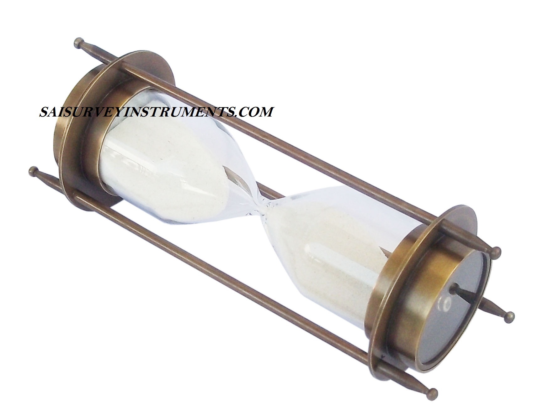 Brown Antique Brass Sand Timer With Two Sided Compass