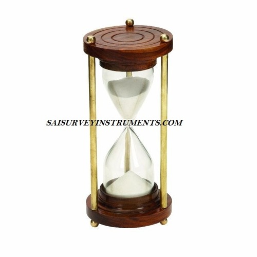 Brown Nautical Wood & Brass Sand Timer