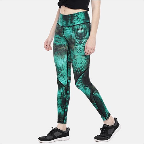 Ladies Jeggings - Cotton Blend Available In Sizes S M L Xl | All-season Casual Wear Washable With Elegant Green Leaves Design