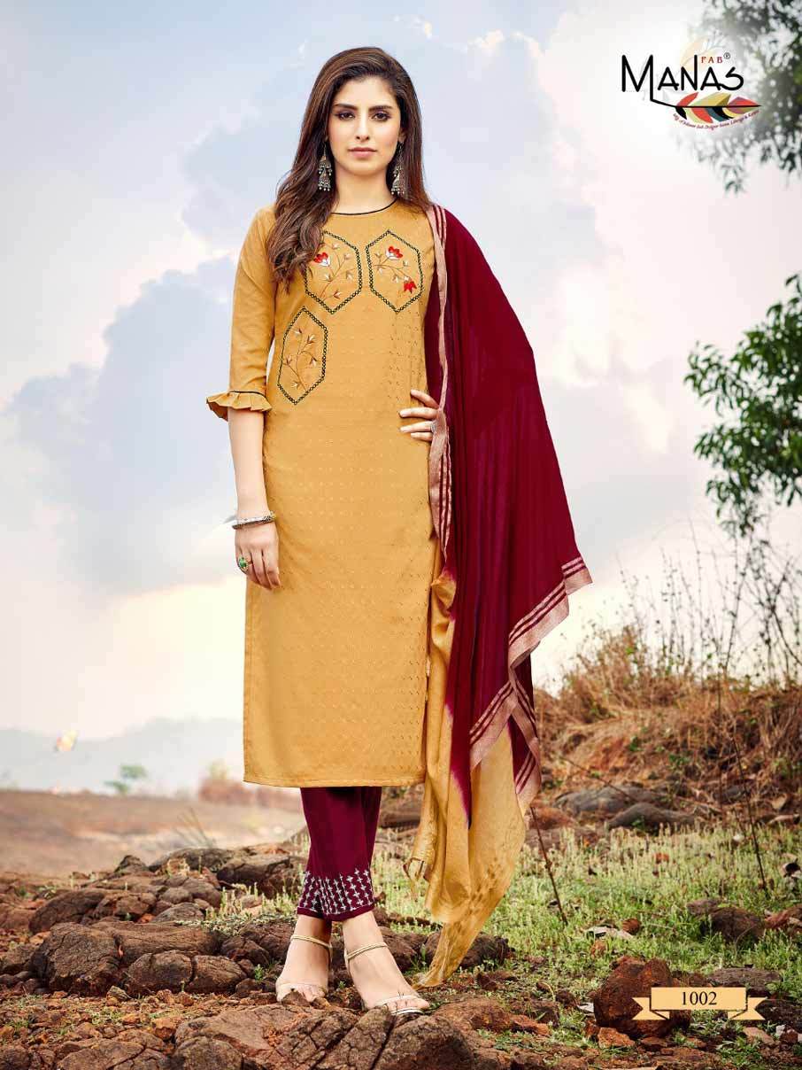 Dry Cleaning Kaara Fancy Dobby Weaving Kurtis With Pant Dupatta
