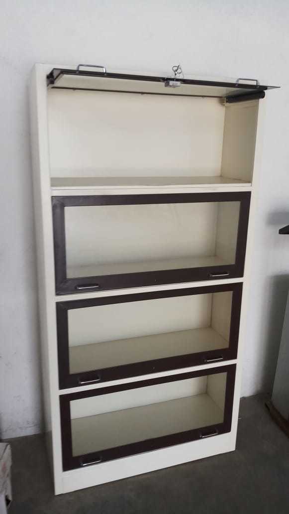 Steel Book Case - Color: Brown And Ivory