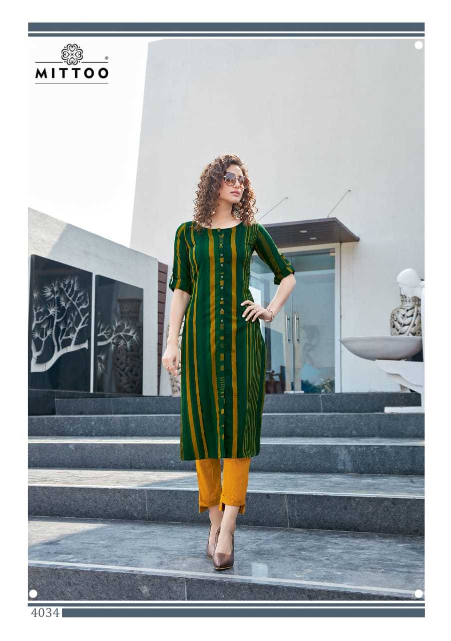 Multi Color Mittoo Mohini Nx Rayon Slub Kurti With Bottom Catalog