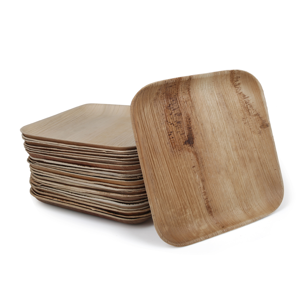 Disposable Areca Palm Leaf Plates - 8 Inch Square | 100% Natural, Export Quality, Eco Friendly, Available In Bulk