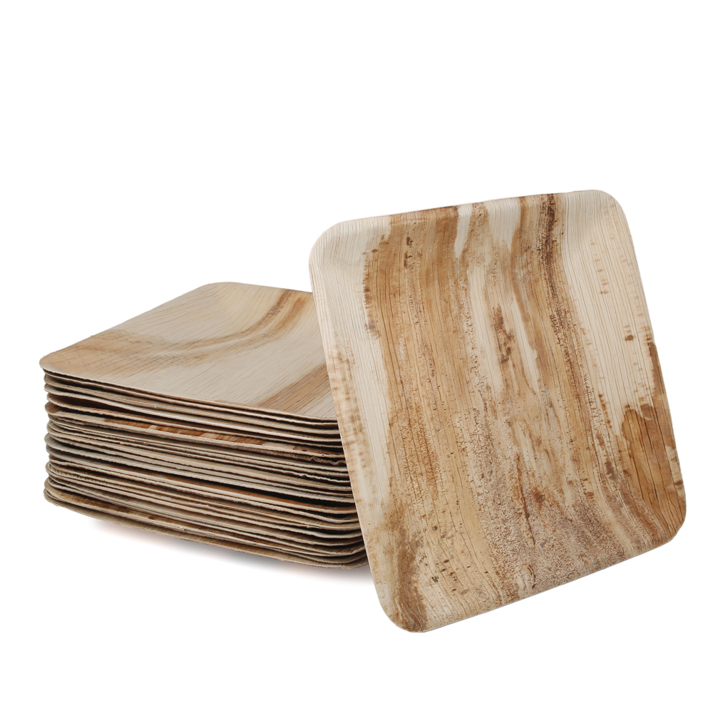 Disposable Areca Palm Leaf Plates - 10 Inch Square | 100% Natural, Export Quality, Eco Friendly, Available In Bulk