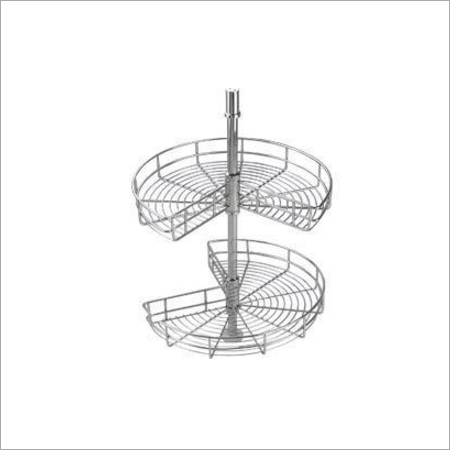 Carousel Unit - Stainless Steel, 18 Inches , 2 Shelves, 20 kg Load Capacity, Chrome Finish, Cabinet Mount, 1 Year Warranty