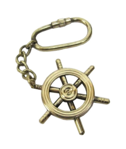 Golden Ship Wheel Key Chain