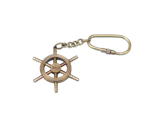 Brown Antique Ship Wheel Key Chain