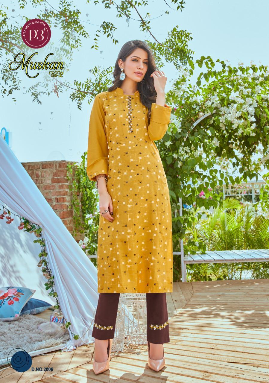 Dry Cleaning Muskan Vol 2 Rayon Printed Kurtis With Pant