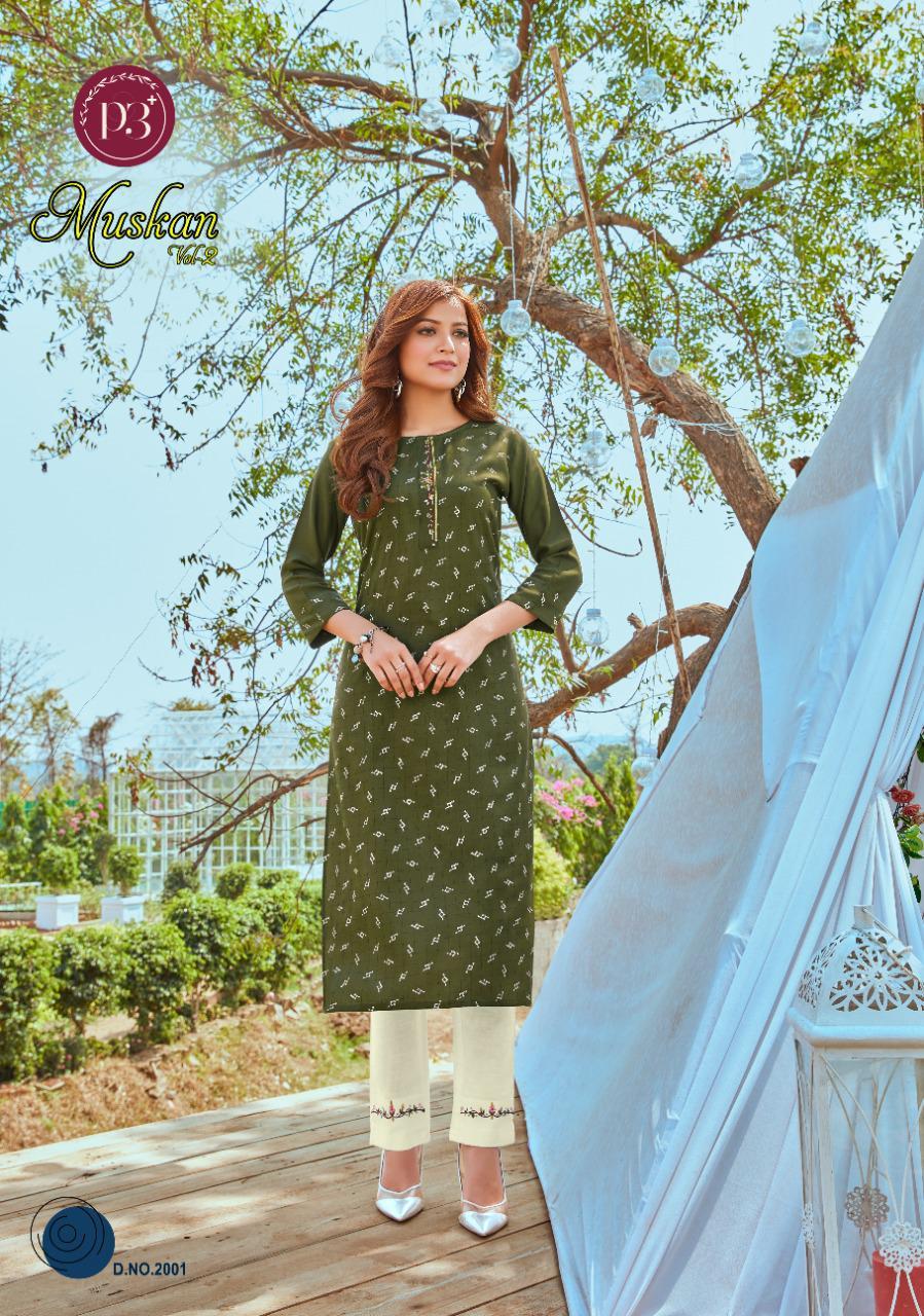 Dry Cleaning Muskan Vol 2 Rayon Printed Kurtis With Pant