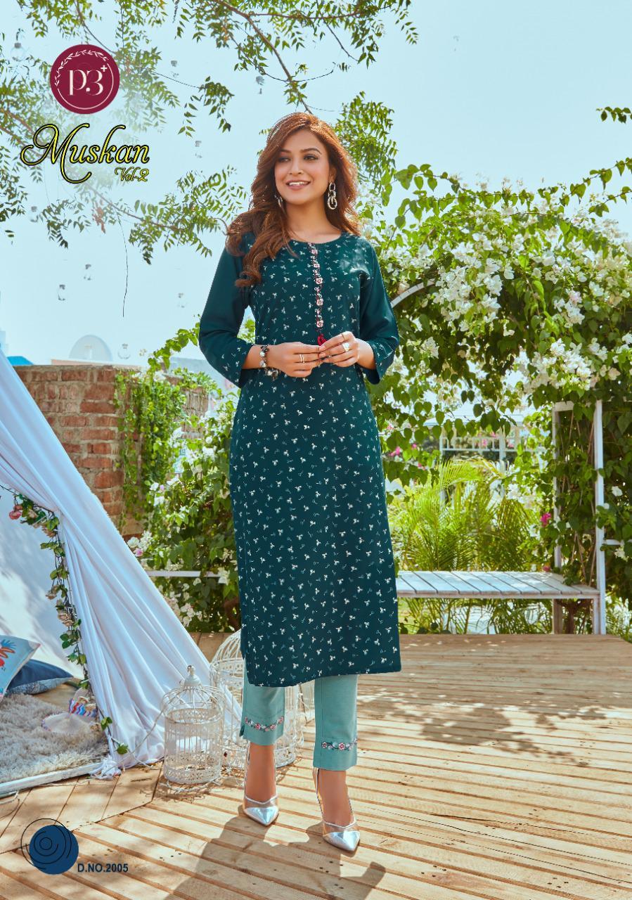 Dry Cleaning Muskan Vol 2 Rayon Printed Kurtis With Pant