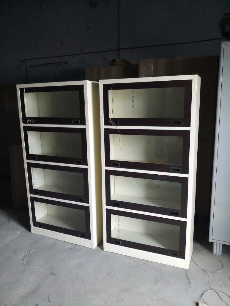 Steel Book Case - Color: Brown And Ivory