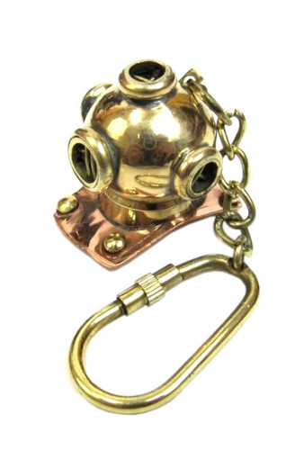 As Shown In Picture Brass Key Chain Nautical Diving Helmet
