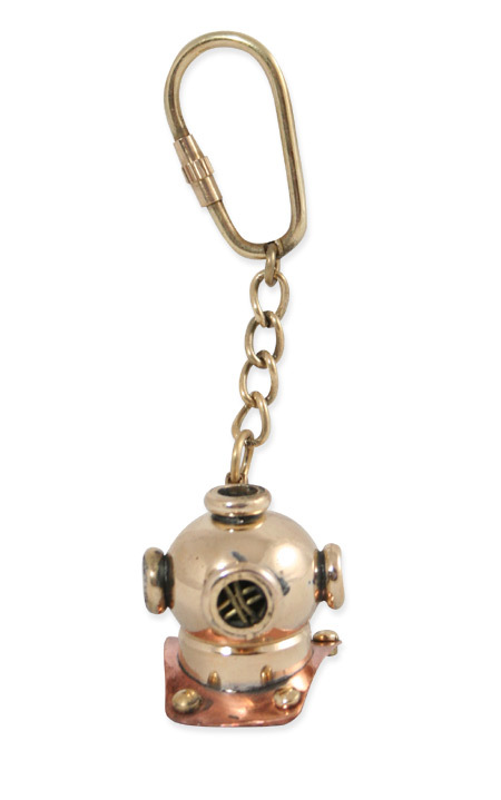 As Shown In Picture Brass Key Chain Nautical Diving Helmet