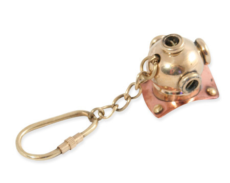 As Shown In Picture Brass Key Chain Nautical Diving Helmet