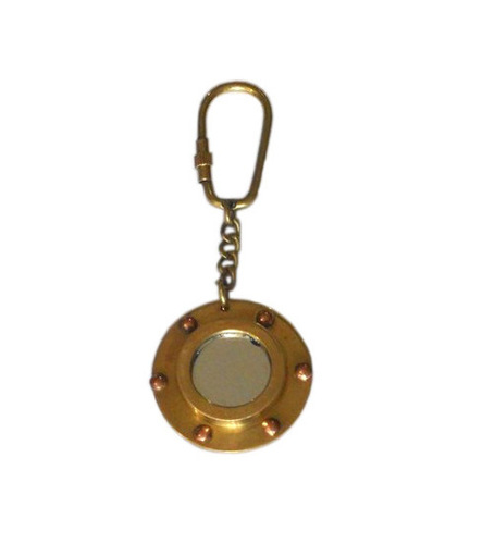Brown Brass Porthole Key Chain Nautical Key Ring