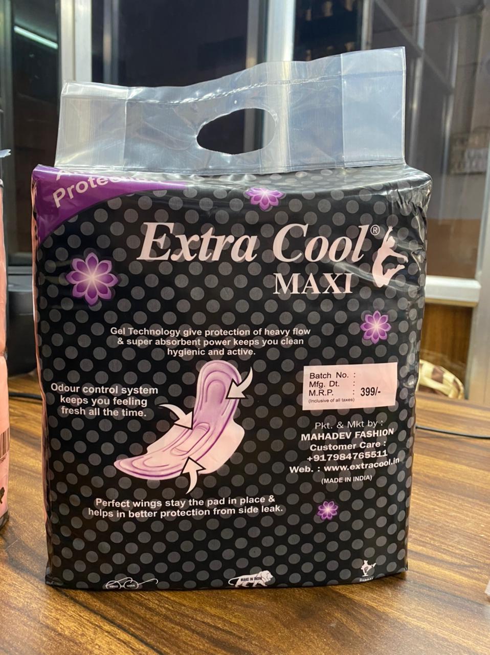 320 Mm Sanitary Napkin Extracool Xxxl - Cotton, 320 Mm Trifold Size, White Color | Blueseal Technology, Perfume Scented For Overnight Heavy Flow