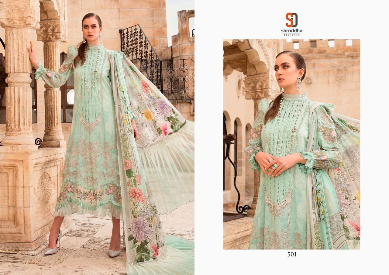 Multi Color Shraddha Designer Maria B Lawn Vol 1 Lawn Cotton With Embroidery Pakistani Suit Catalog