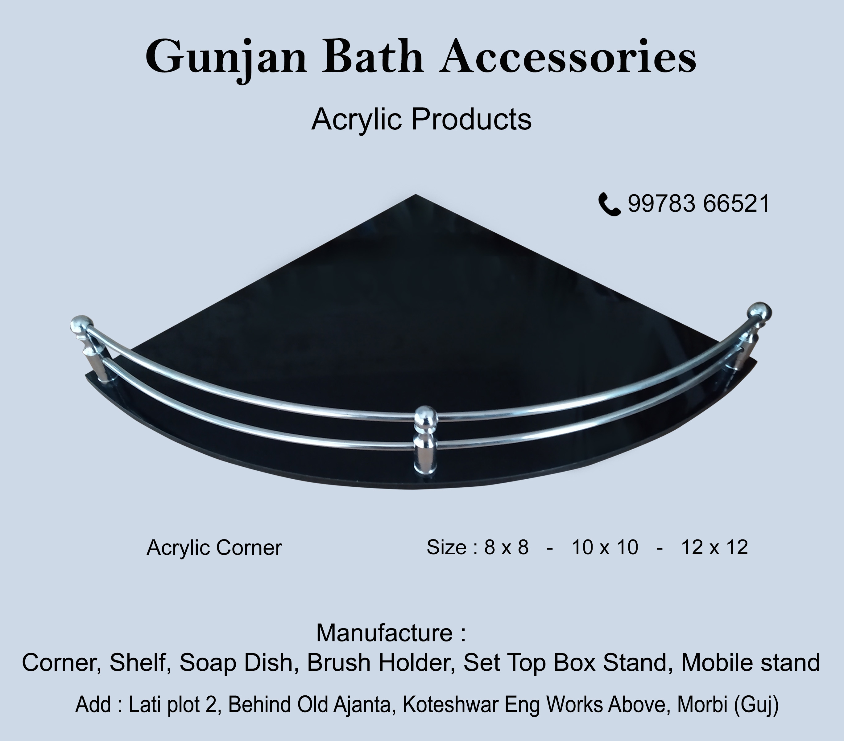 Acrylic Corner - Plastic Round Shelf Stand Set, 8x8 To 12x12 Inch Dimensions, 5mm Thickness, Ideal For Home Decoration