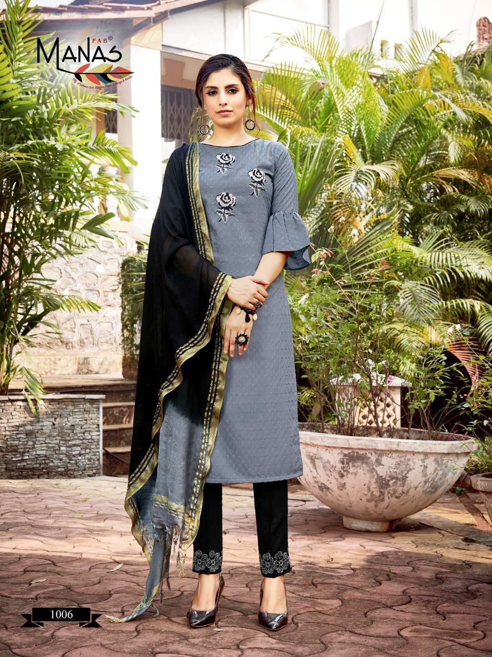 Multi Color Manas Fab Kaara Fancy Dobby Weaving With Embroidered Readymade Suit Catalog