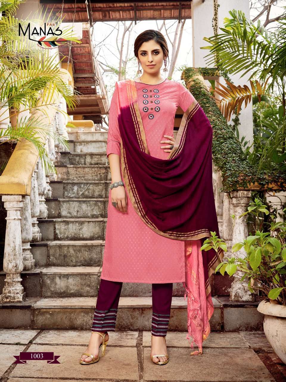 Multi Color Manas Fab Kaara Fancy Dobby Weaving With Embroidered Readymade Suit Catalog