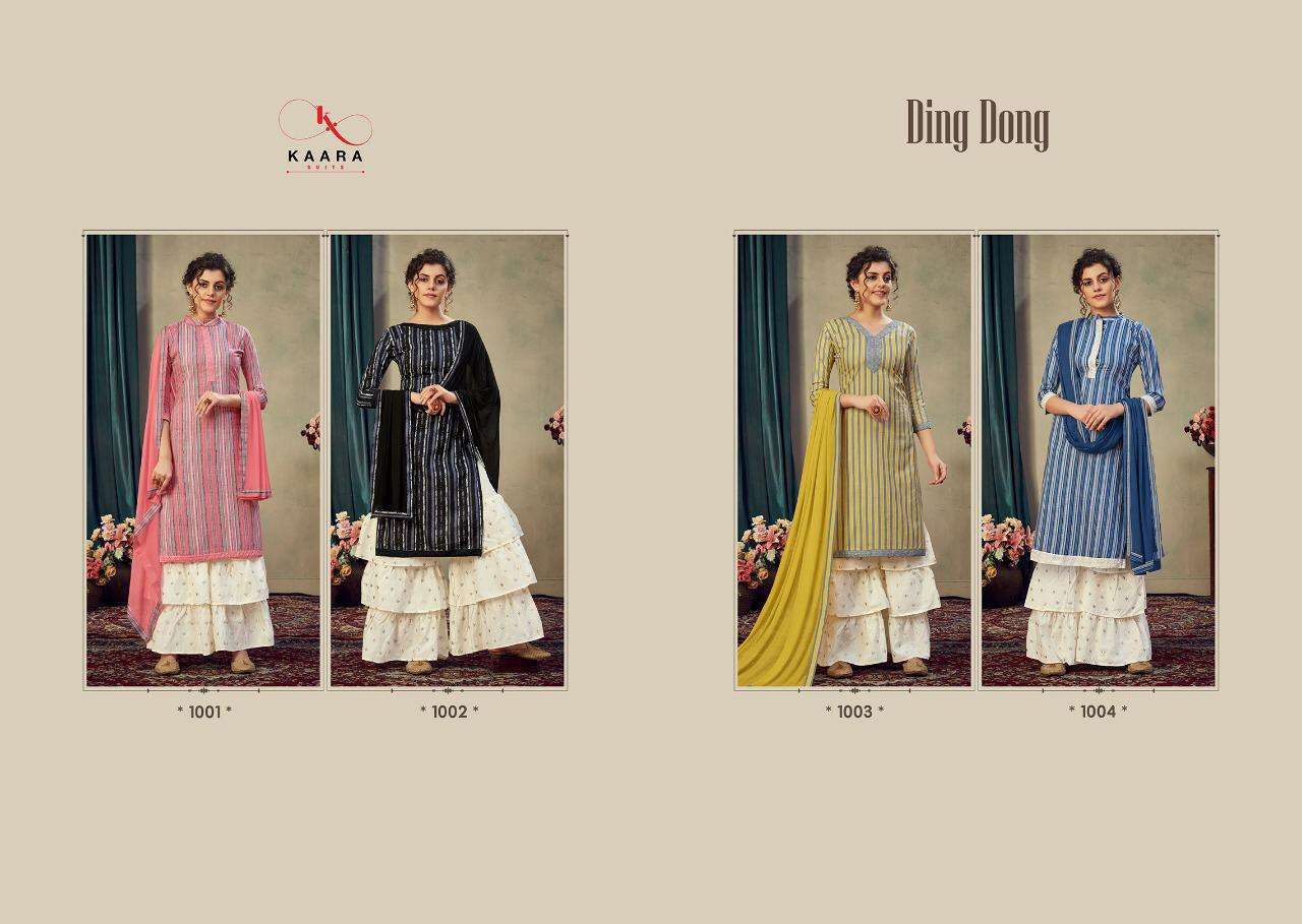 Multi Color Kaara Suits Ding Dong Jam Satin Print With Embroidery Work Sharara Suit Catalog