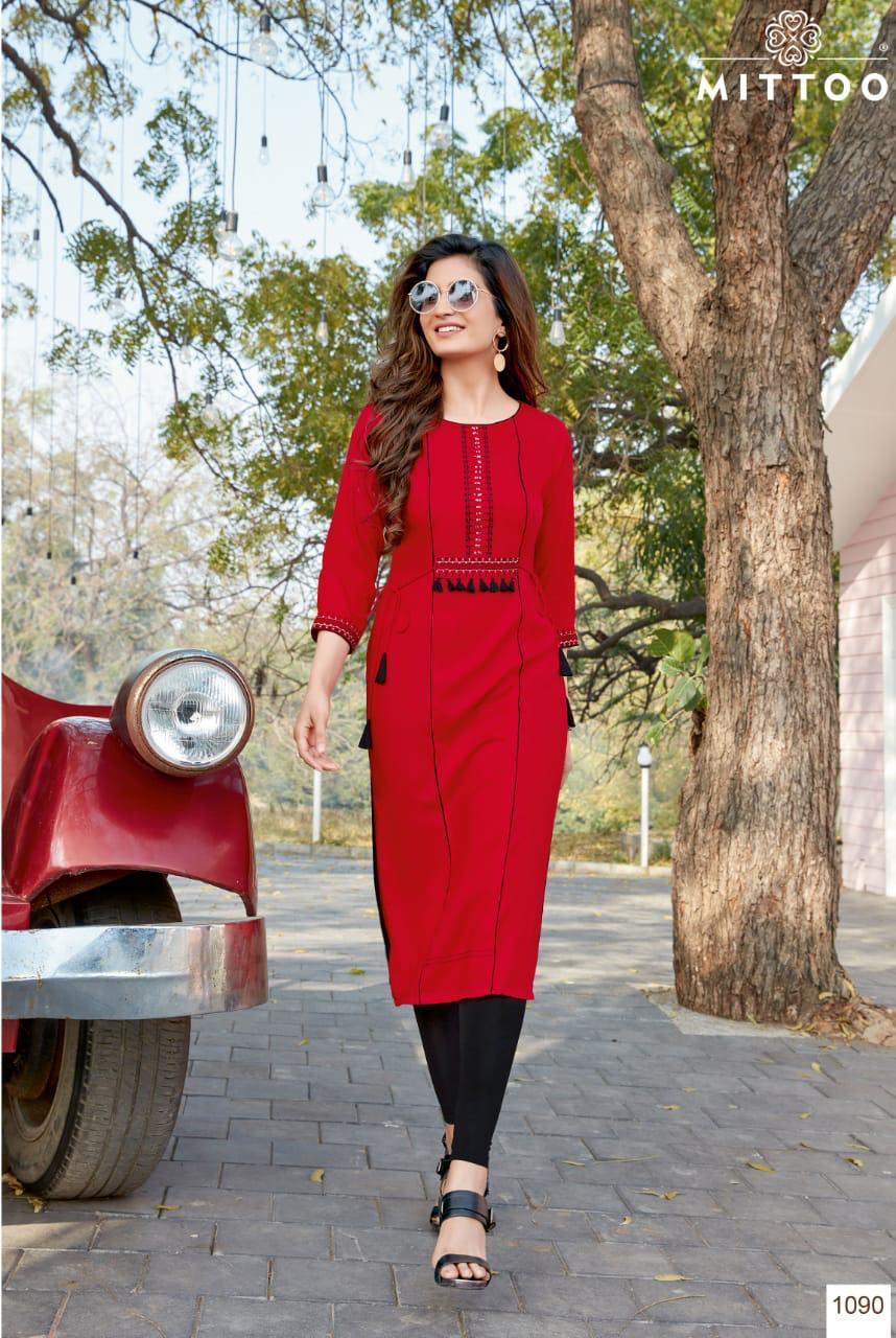 Mittoo Heer Vol 3 Rayon With Embroidery Work Kurti Catalog - Rayon Fabric, Full Stitched Sizes M To Xxxl, Multi Color, 3-4th Sleeve, Modern Ethnic Style, Washable, Ideal For All Seasons