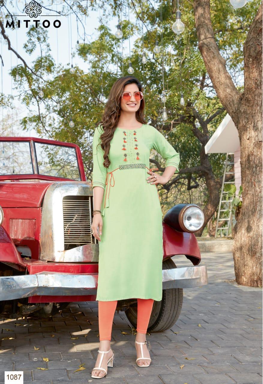 Mittoo Heer Vol 3 Rayon With Embroidery Work Kurti Catalog - Rayon Fabric, Full Stitched Sizes M To Xxxl, Multi Color, 3-4th Sleeve, Modern Ethnic Style, Washable, Ideal For All Seasons