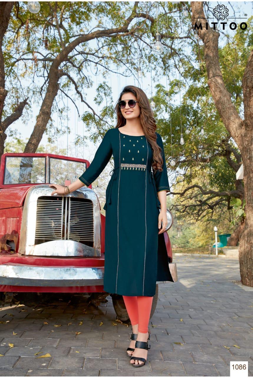Mittoo Heer Vol 3 Rayon With Embroidery Work Kurti Catalog - Rayon Fabric, Full Stitched Sizes M To Xxxl, Multi Color, 3-4th Sleeve, Modern Ethnic Style, Washable, Ideal For All Seasons