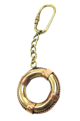 Brown Brass Key Chain Nautical Life Ring Collectible Marine Miniature Life Ring For Key Ring