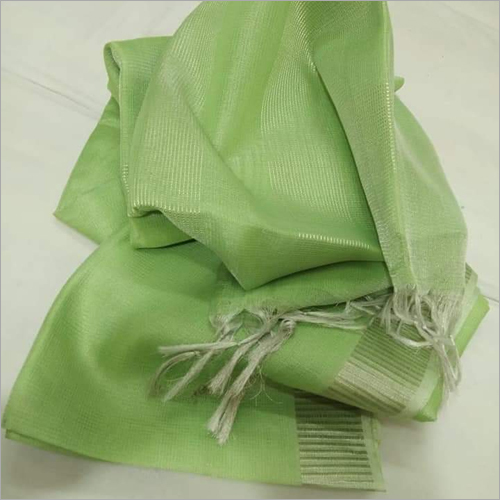 Ethnic Ladies Green Tissue Linen Saree