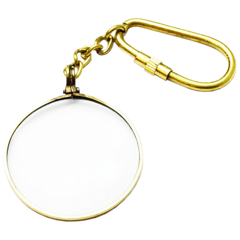 As Shown In Picture Nautical Brass Key Chain Mini Magnifying Glass