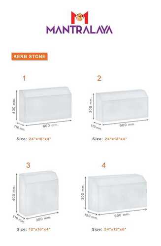 RCC Kerb Stone - Natural Stone, Solid Surface, Gray Color, Outdoor Usage for Landscaping | Durable Sandstone Design, Ideal for Pavement Applications