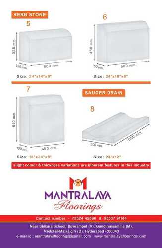 Outdoor Kerb Stone - Cement Material, Fixed Size for Landscaping | White Solid Surface Design, Ideal for Outdoor Pavement