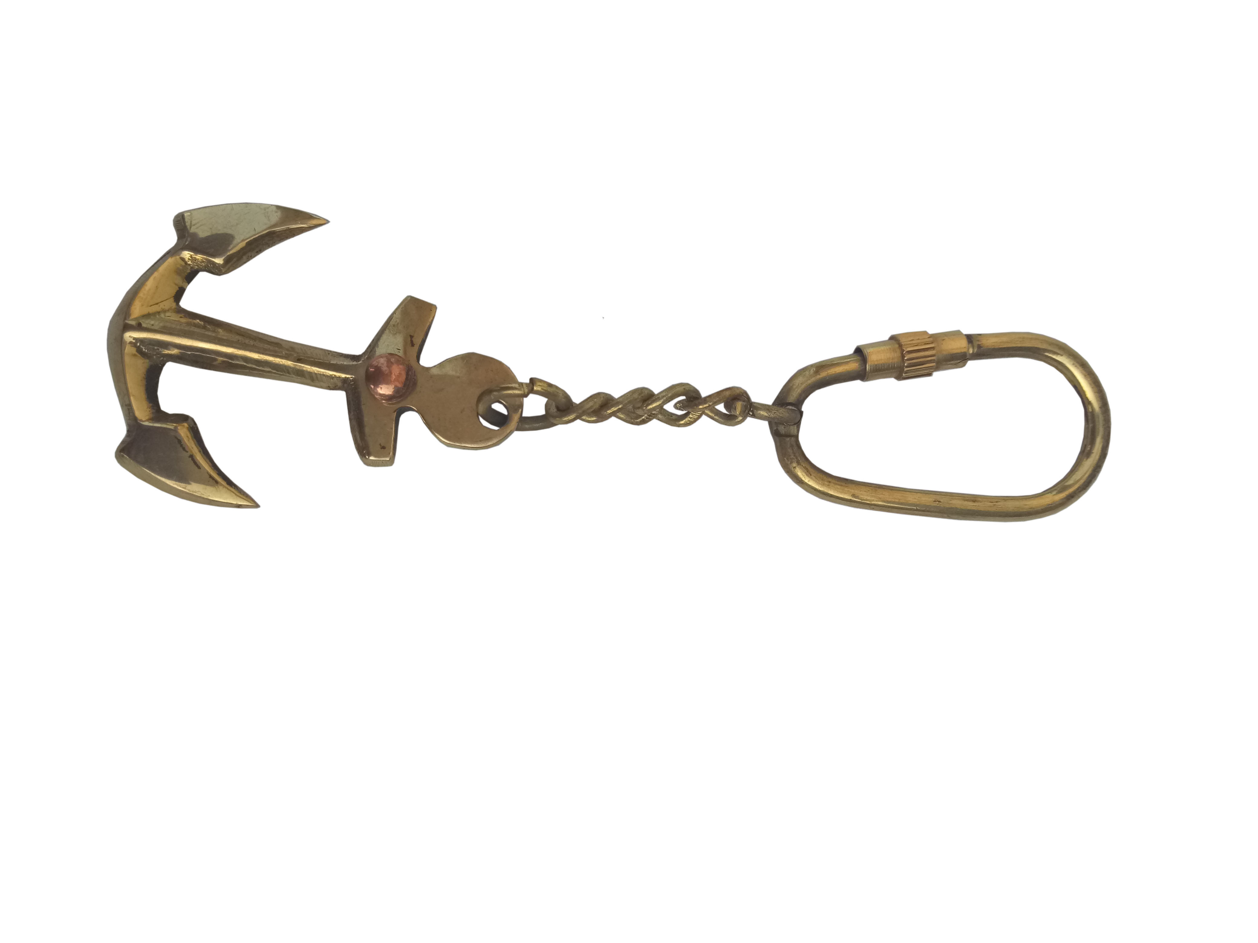 Brown Nautical Brass Key Chain Anchor