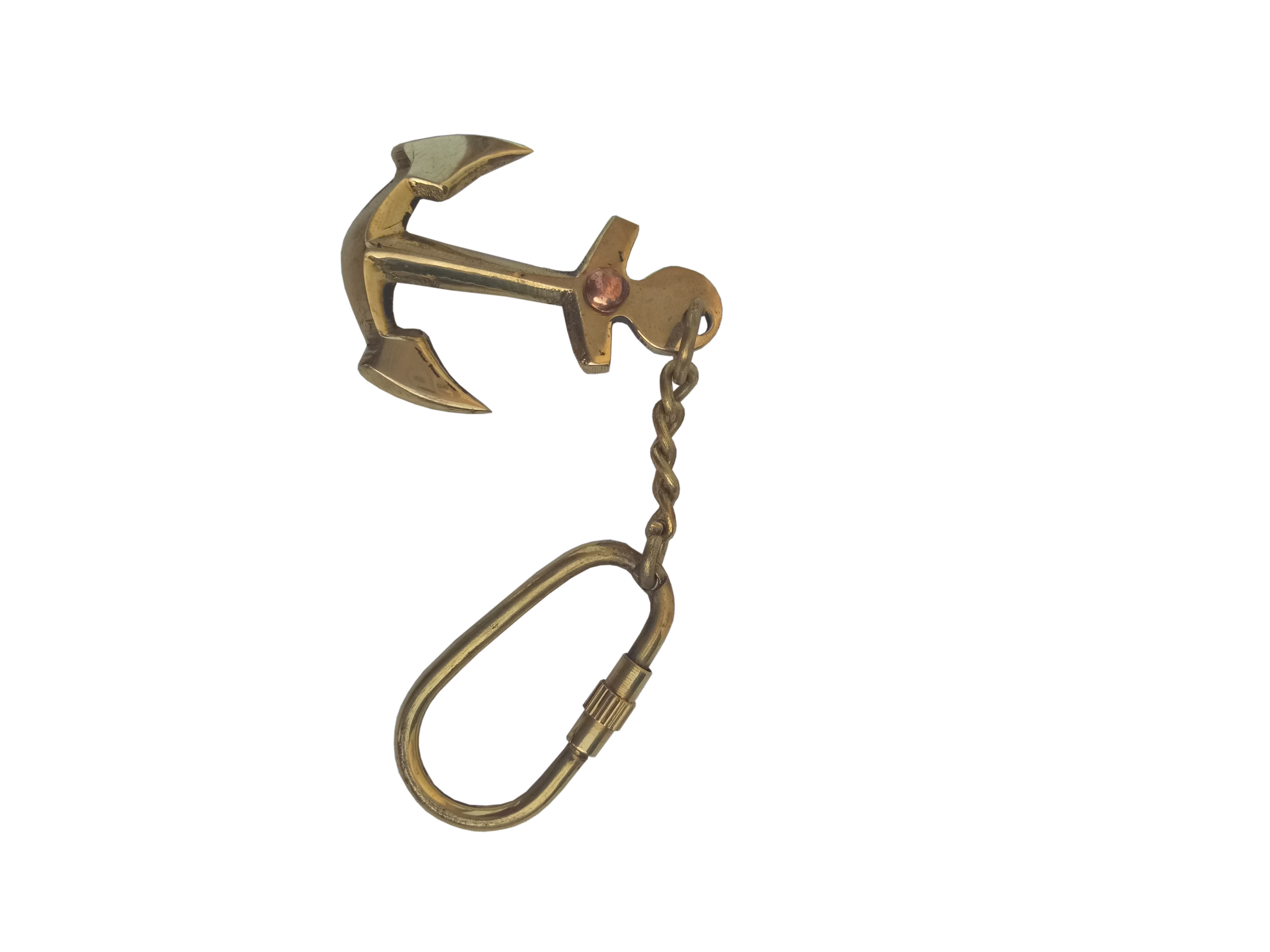 Brown Nautical Brass Key Chain Anchor