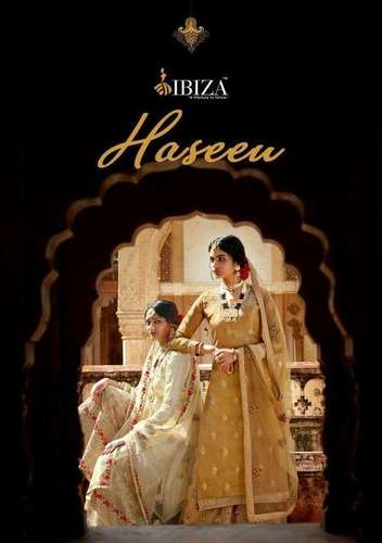 Multi Color Ibiza Suit Haseen Russian Silk Fancy Embroidery With Diamond Salwar Suit Catalog