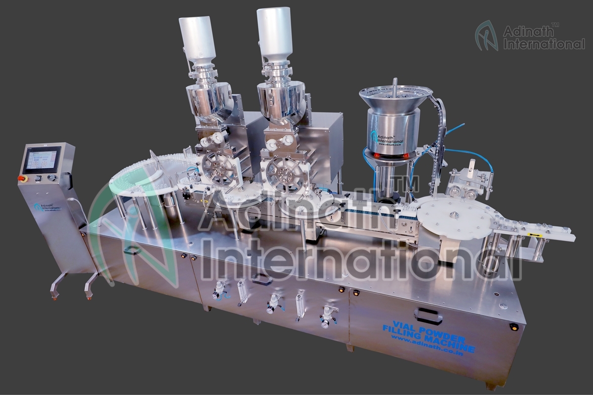 Dry Powder Filling Machine For Glass Vials - Stainless Steel, 2100 X 842 X 1700 Mm | High Volumetric Accuracy, Compact Cgmp Model, Built-in Stoppering Unit