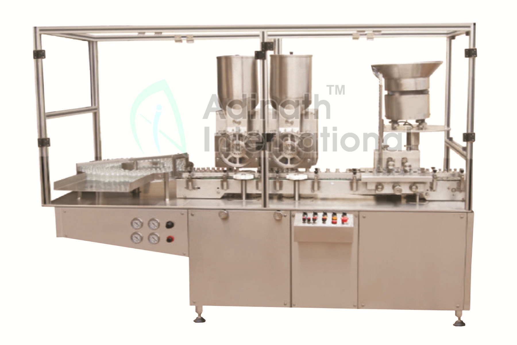 Dry Powder Filling Machine For Glass Vials - Stainless Steel, 2100 X 842 X 1700 Mm | High Volumetric Accuracy, Compact Cgmp Model, Built-in Stoppering Unit