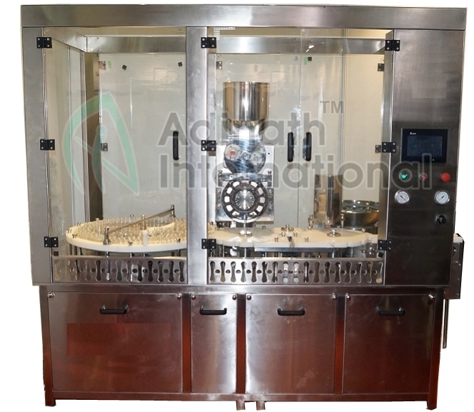 Dry Powder Filling Machine For Glass Vials - Stainless Steel, 2100 X 842 X 1700 Mm | High Volumetric Accuracy, Compact Cgmp Model, Built-in Stoppering Unit