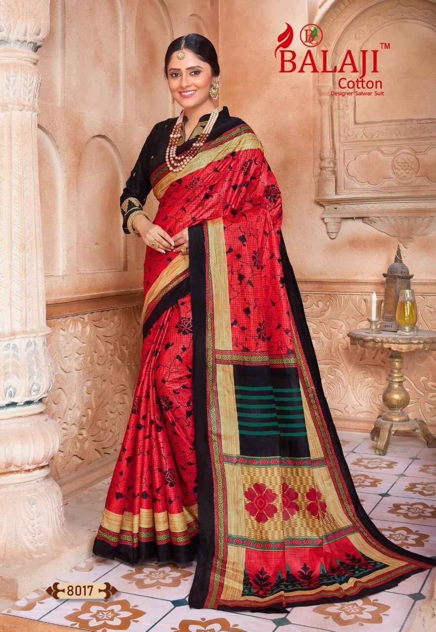 Balaji Cotton Leelavathi Vol 8 Cotton Printed Fancy Saree Catalog - Cotton Fabric, Unstitched Size, Multi Color, Printed Pattern | Suitable For Ethnic Occasions, All Seasons