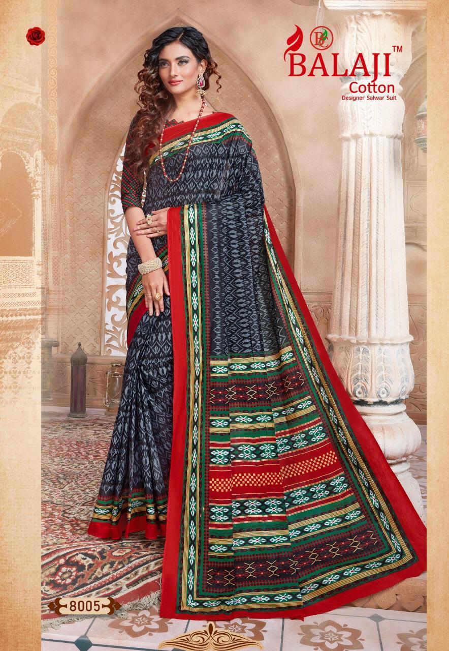Balaji Cotton Leelavathi Vol 8 Cotton Printed Fancy Saree Catalog - Cotton Fabric, Unstitched Size, Multi Color, Printed Pattern | Suitable For Ethnic Occasions, All Seasons