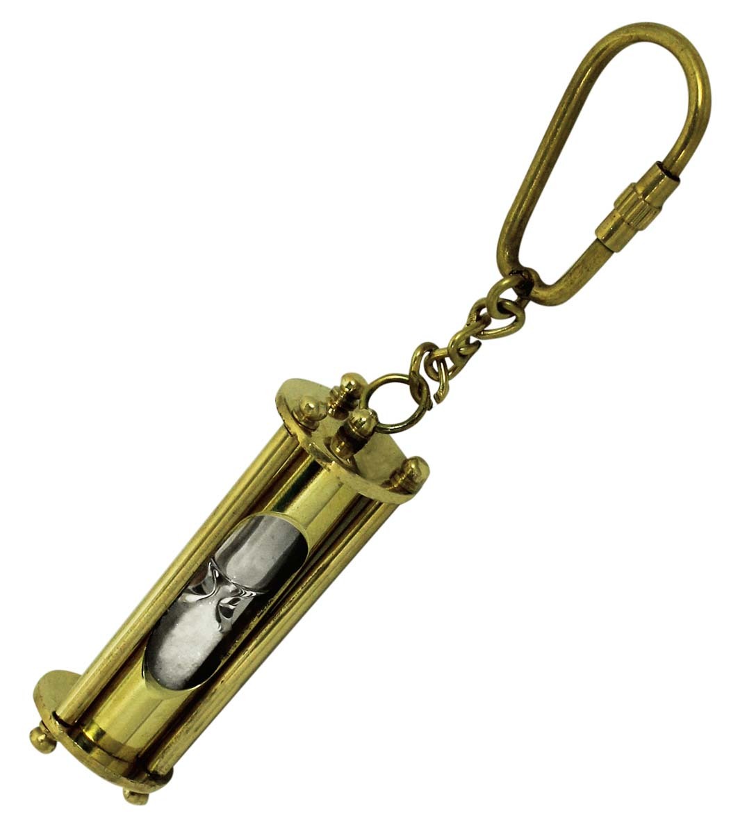 Brown Nautical Brass Key Chain Sand Timer