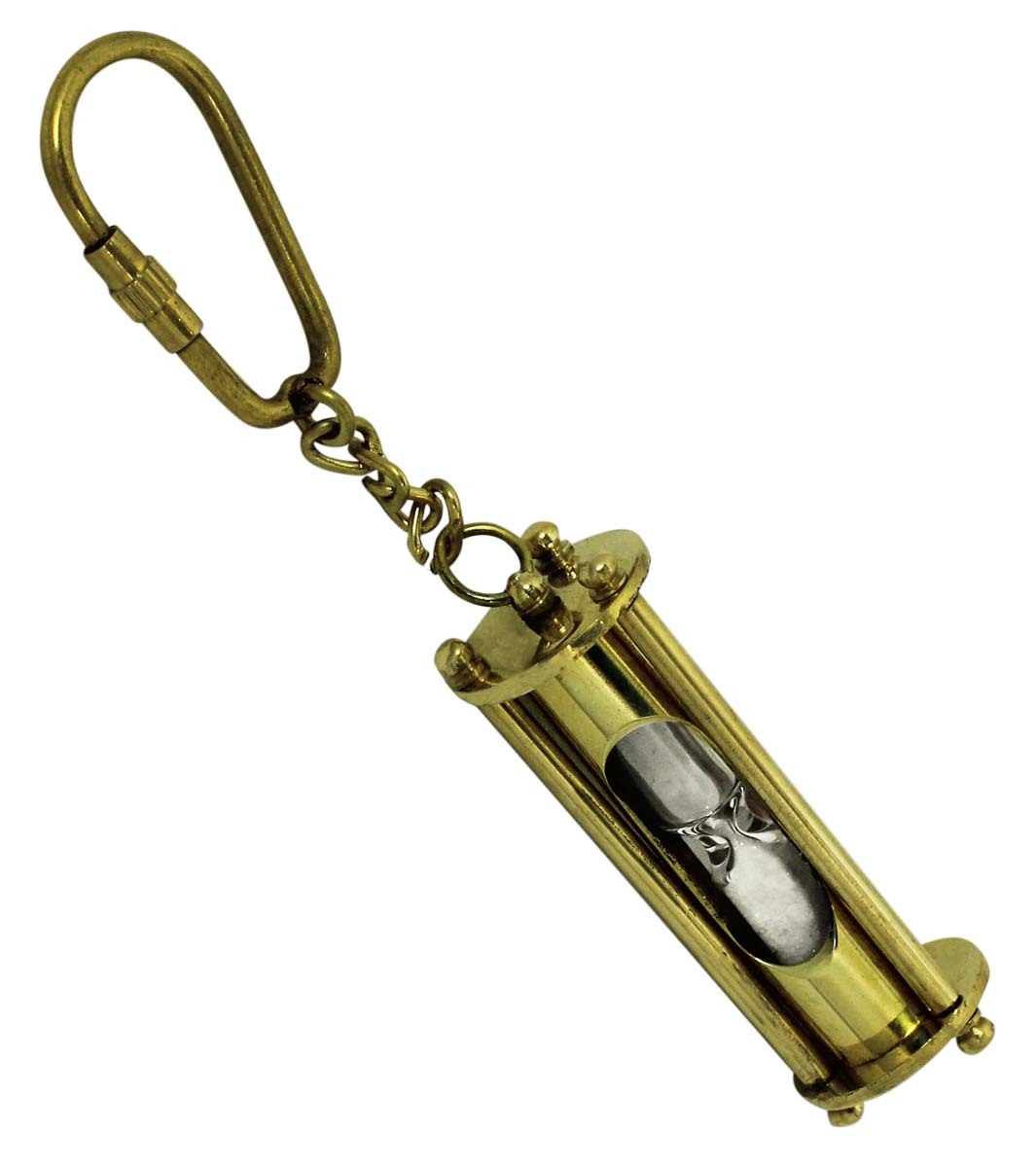 Brown Nautical Brass Key Chain Sand Timer