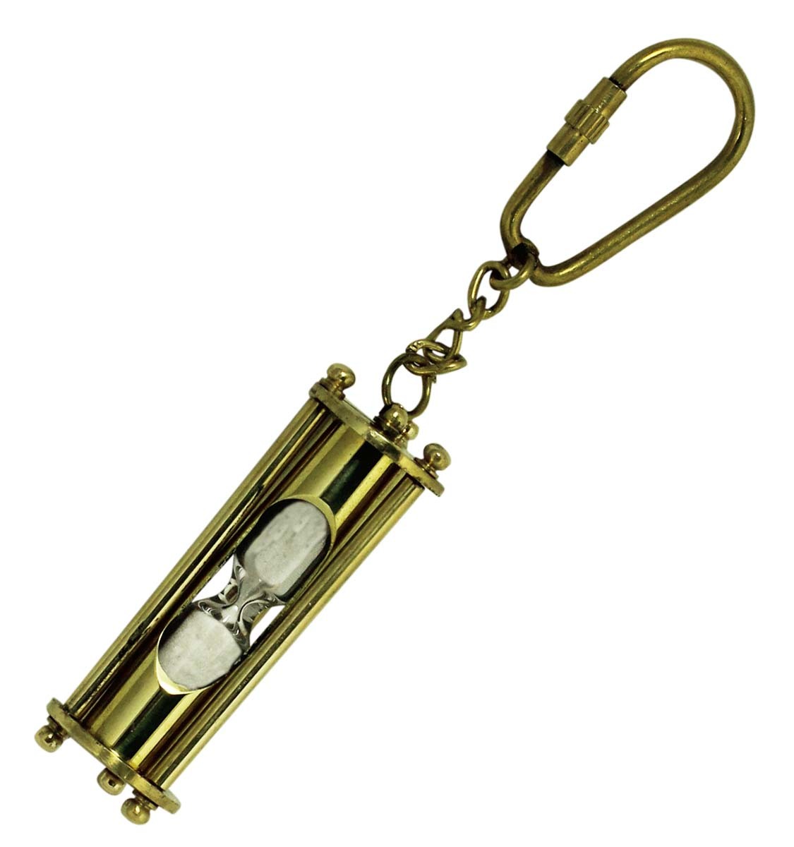 Brown Nautical Brass Key Chain Sand Timer